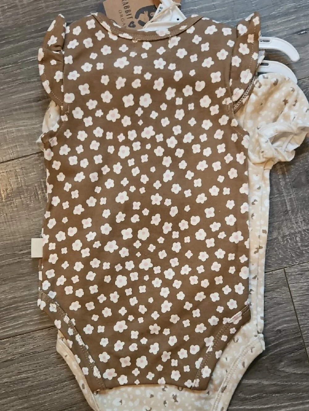 Rabbit & Bear Organic Beige 'Mama's Bestie' Baby One-Piece Set Of 2